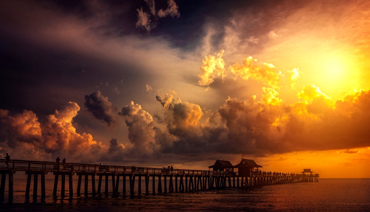 Fishing pier at sunset near Madeira Beach and John's Pass
